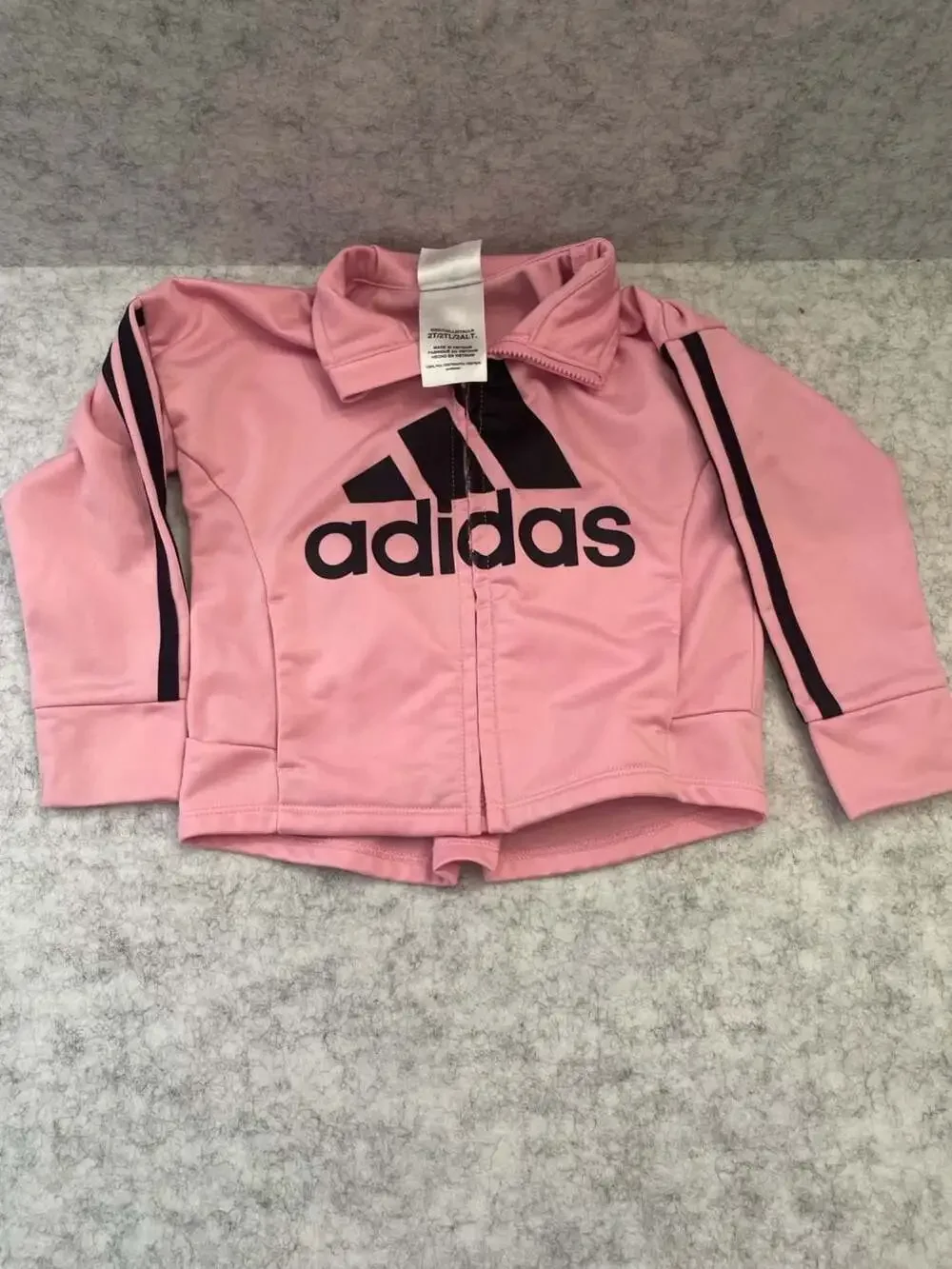 Adidas Toddler Girls Pink and Black Tricot Tracksuit Set Size 2T